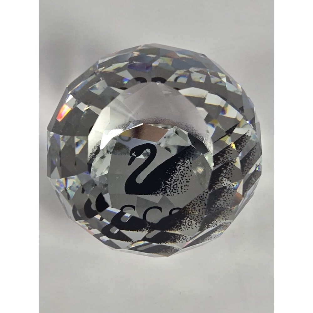 Swarovski Crystal SCS Swan Multifaceted Round Ball Paperweight No Box